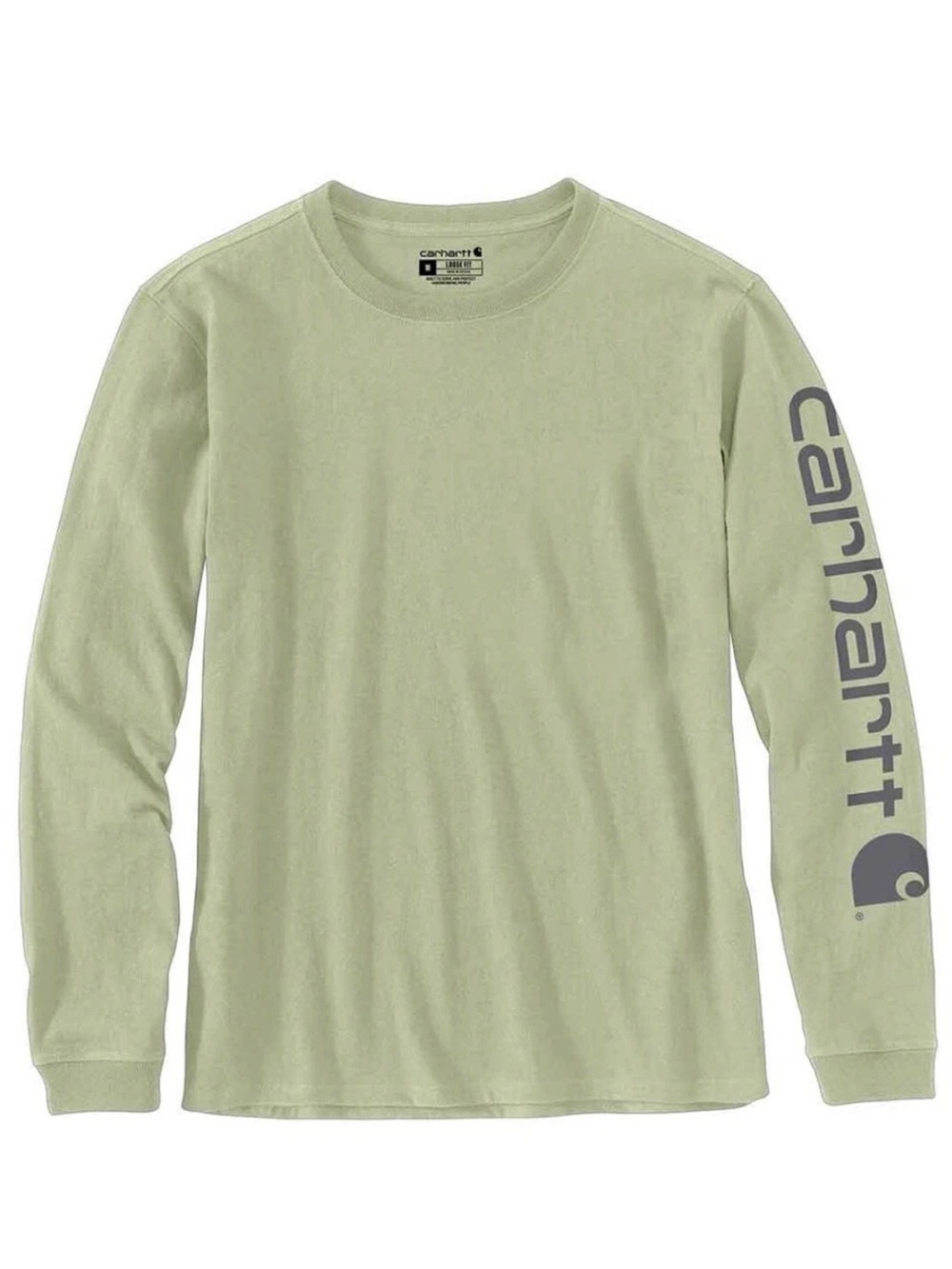 Carhartt Women’s Loose Fit Heavyweight Long Sleeve Sagebrush Green Logo Tee 2XL